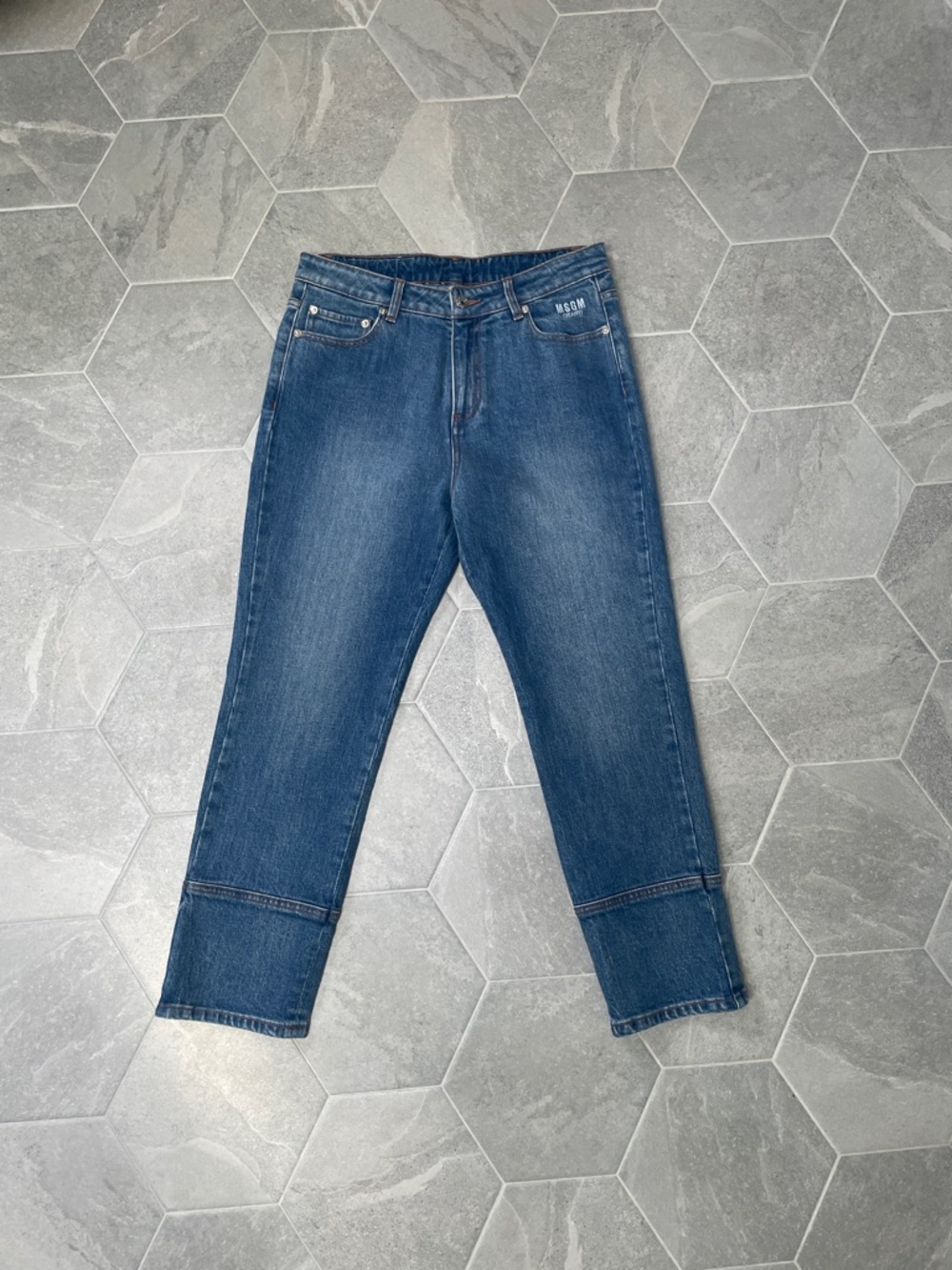 MSGM Milano High-Waisted Blue Jeans – Italian Designer Denim – Size IT 42 (US 6)
